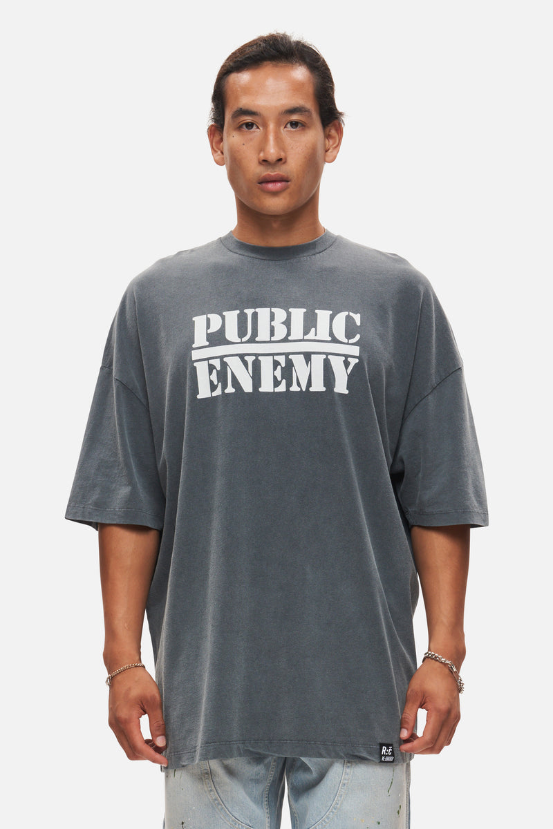 Public Enemy Fight The Power Washed Black Oversized T-Shirt by