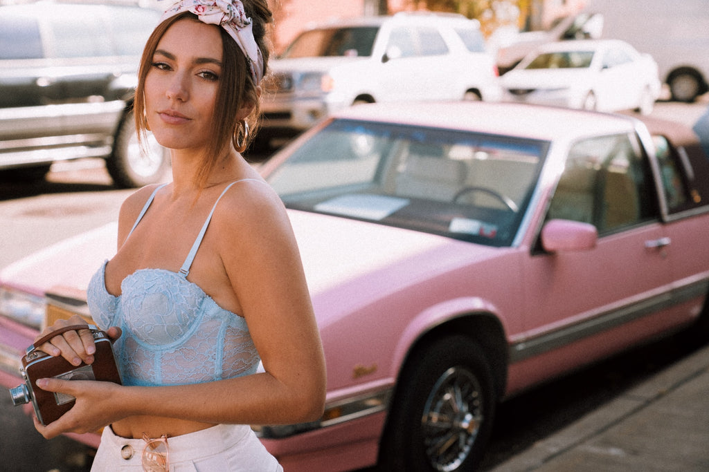 woman styling retro look