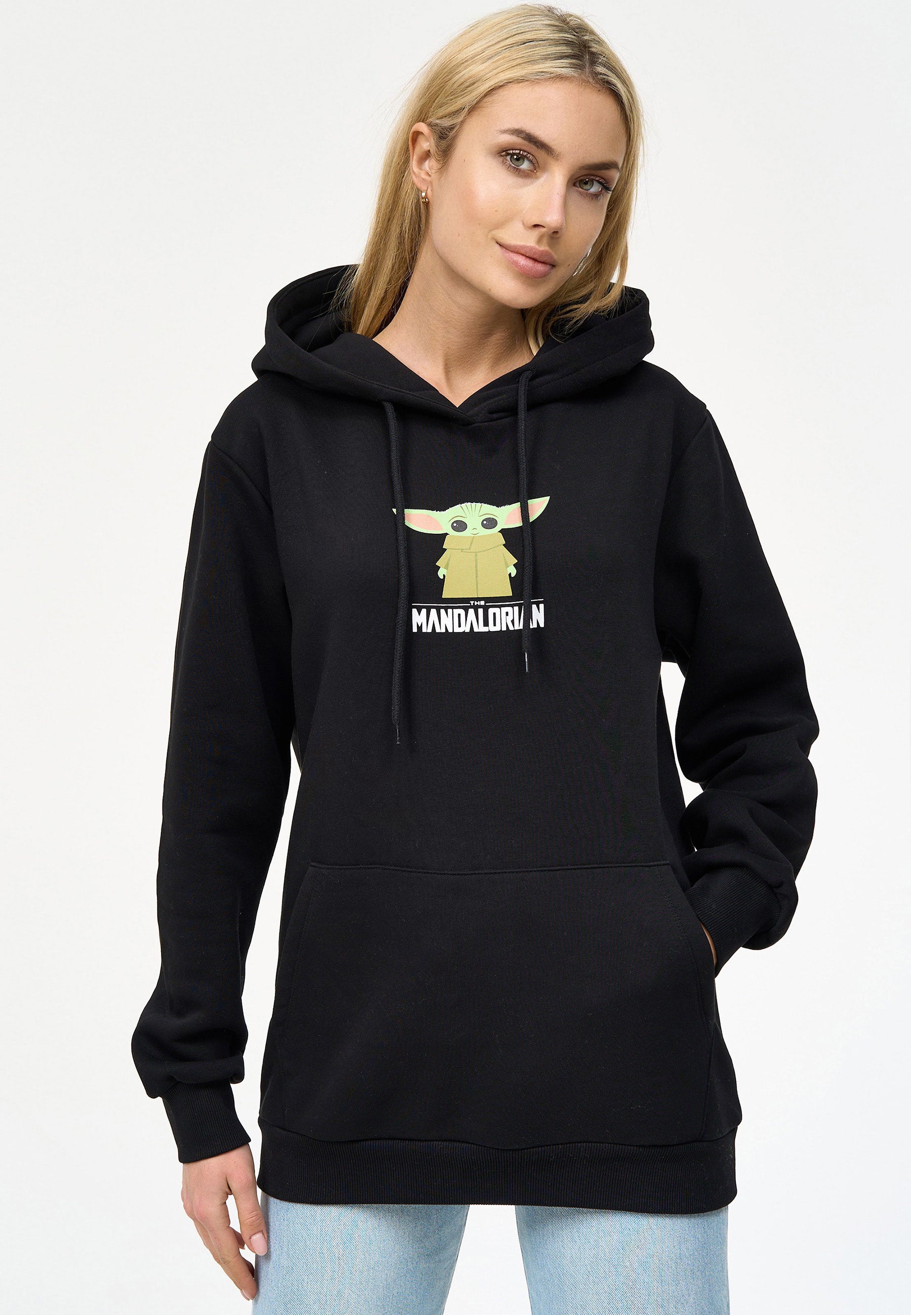 Star Wars The Mandalorian Baby Yoda Black Womens Hooded Sweatshirt